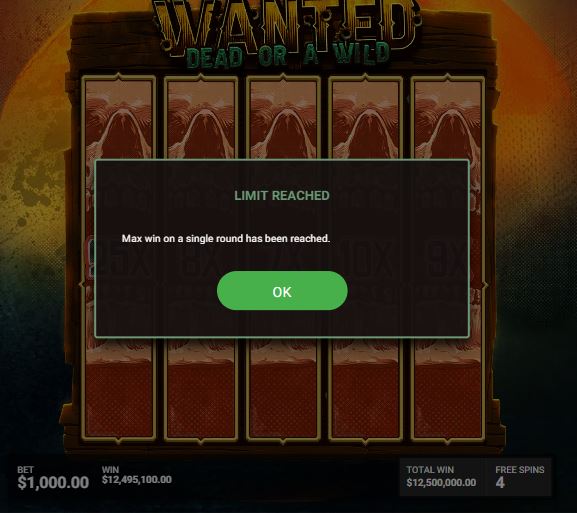 Wanted dead or a wild max win limit