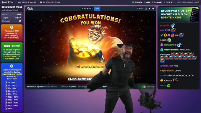 Roshtein hits $25 million on Day 5 of Streaming Marathon